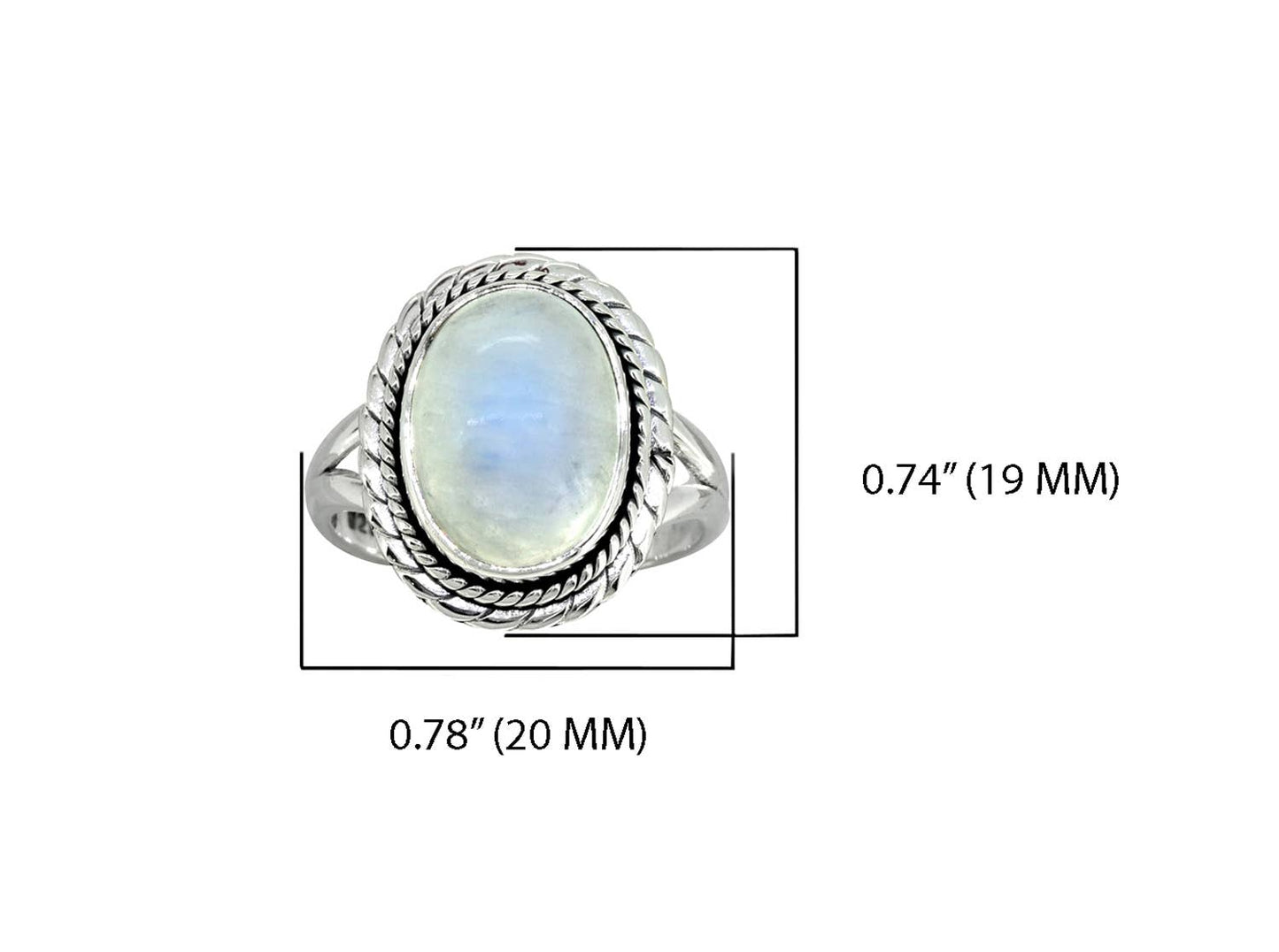 Rainbow Moonstone 925 Sterling Silver Gemstone Ring