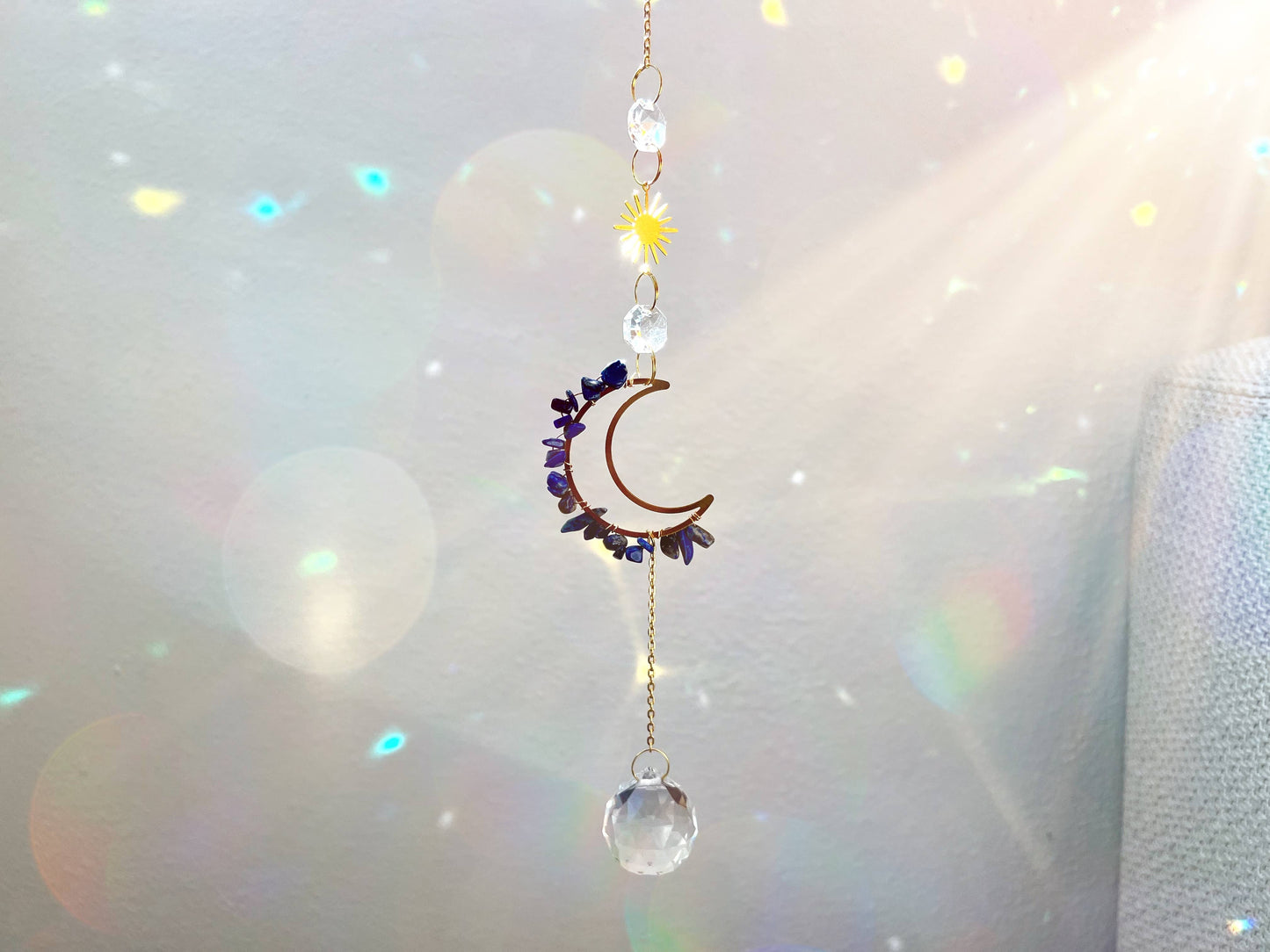 Moon Sodalite Crystal Suncatcher Rainbow Prism