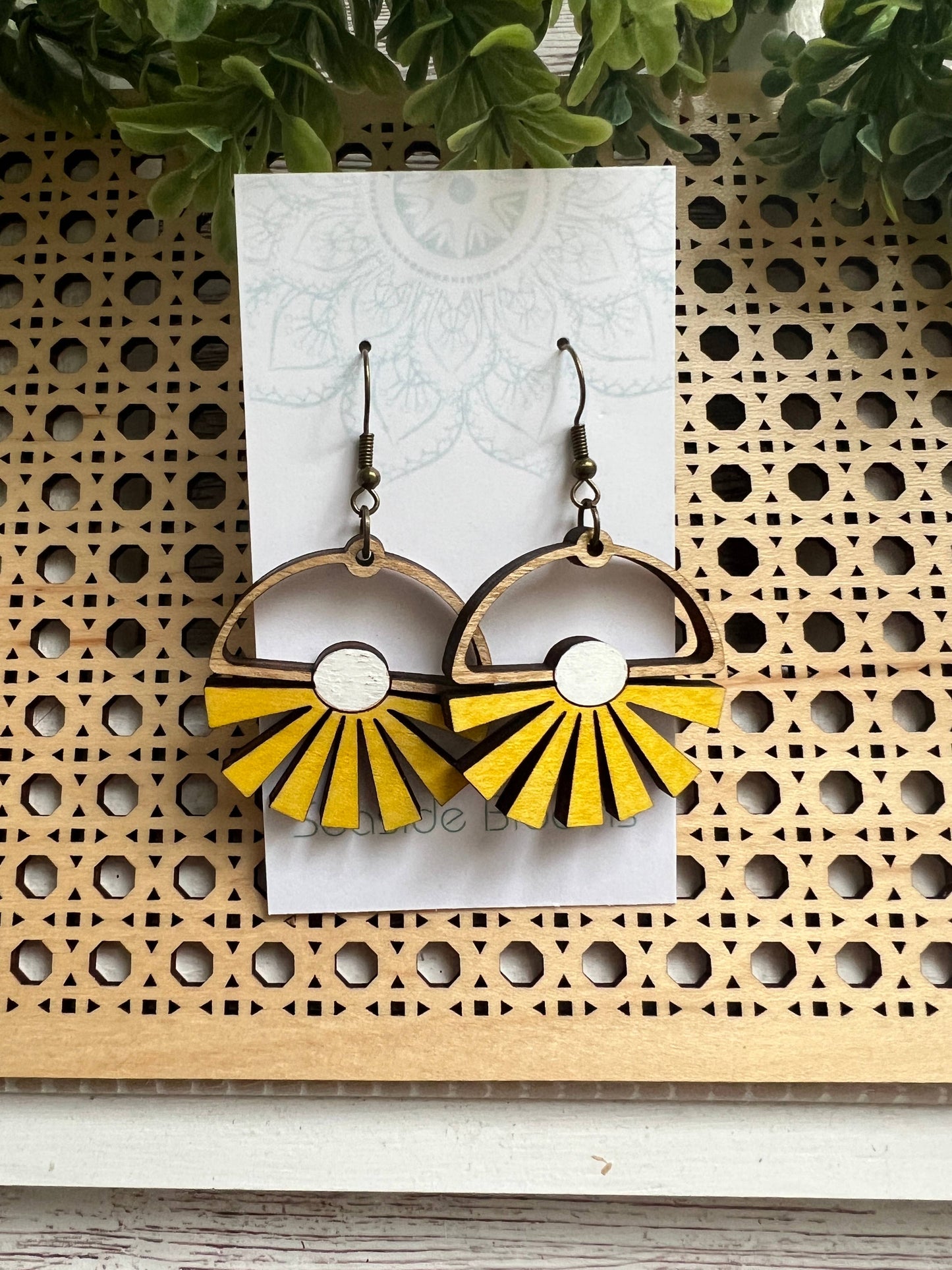 Daisy Maple Wood Earrings