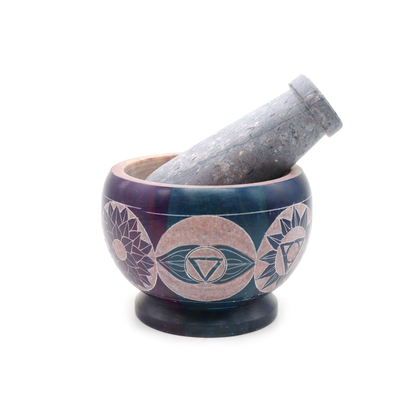 Soapstone Mortar & Pestle - Multicolor 7 Chakra