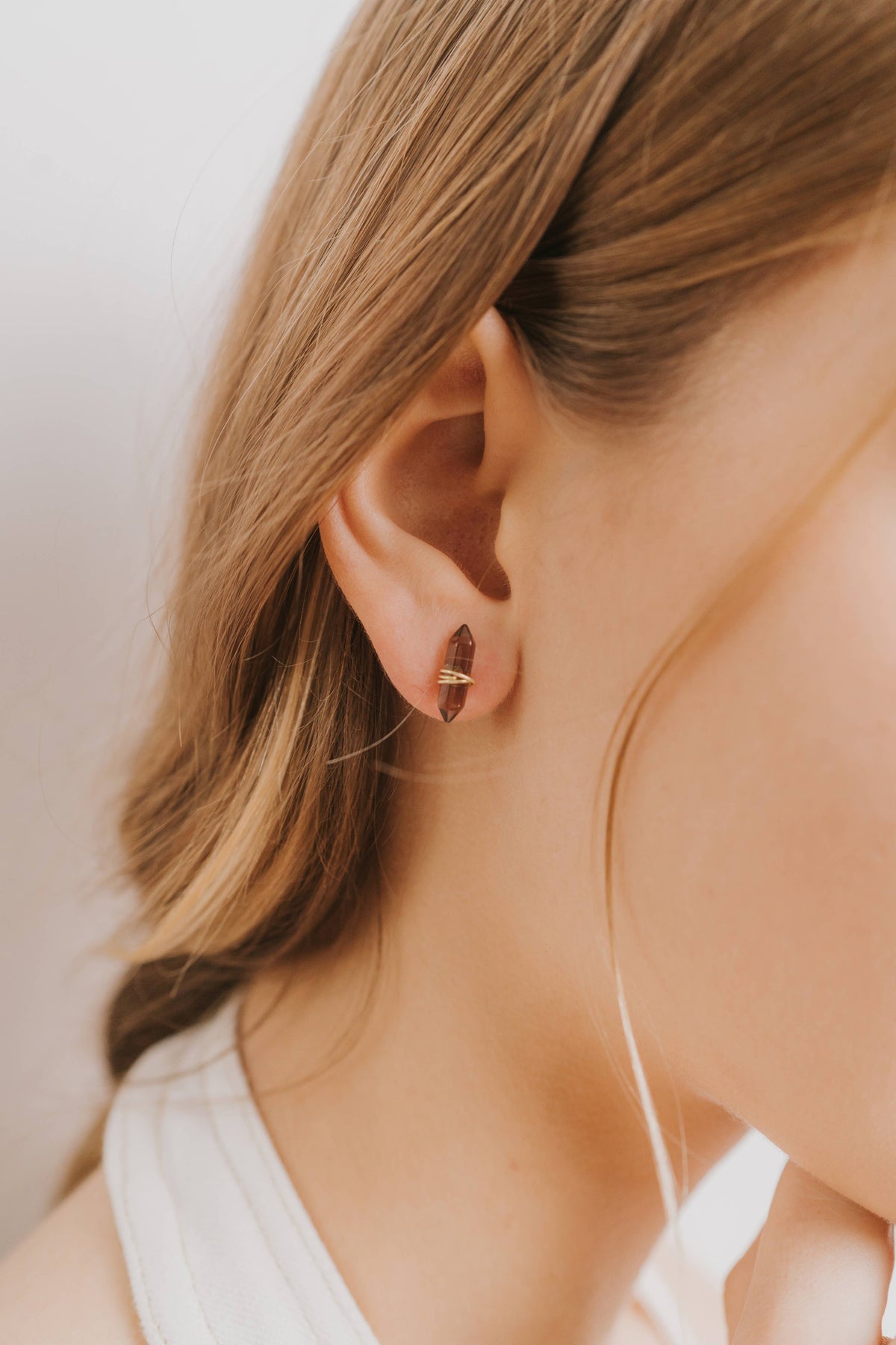 Smoky Quartz - Gold Wire Wrapped Earrings