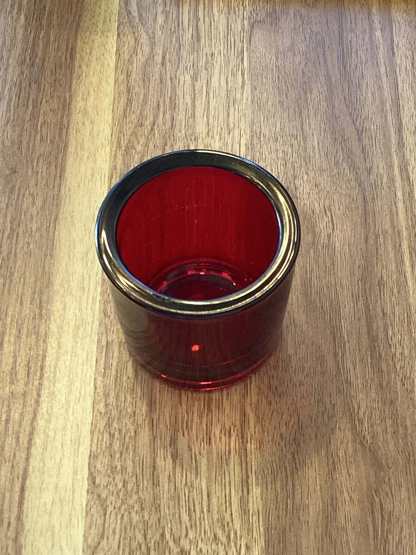 Red glass votive candle holder
