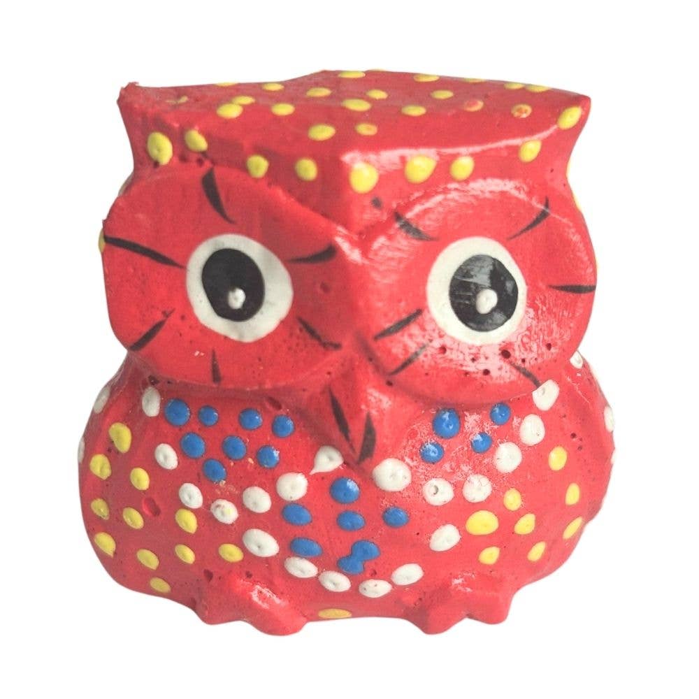 Wood Owl Figurines, Set of 5