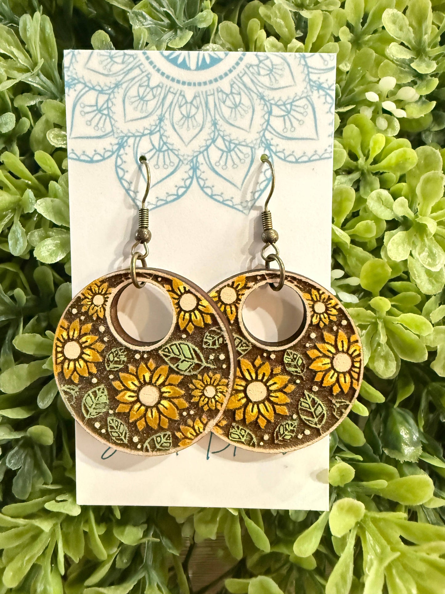 Sunflower Maple Wood Earrings