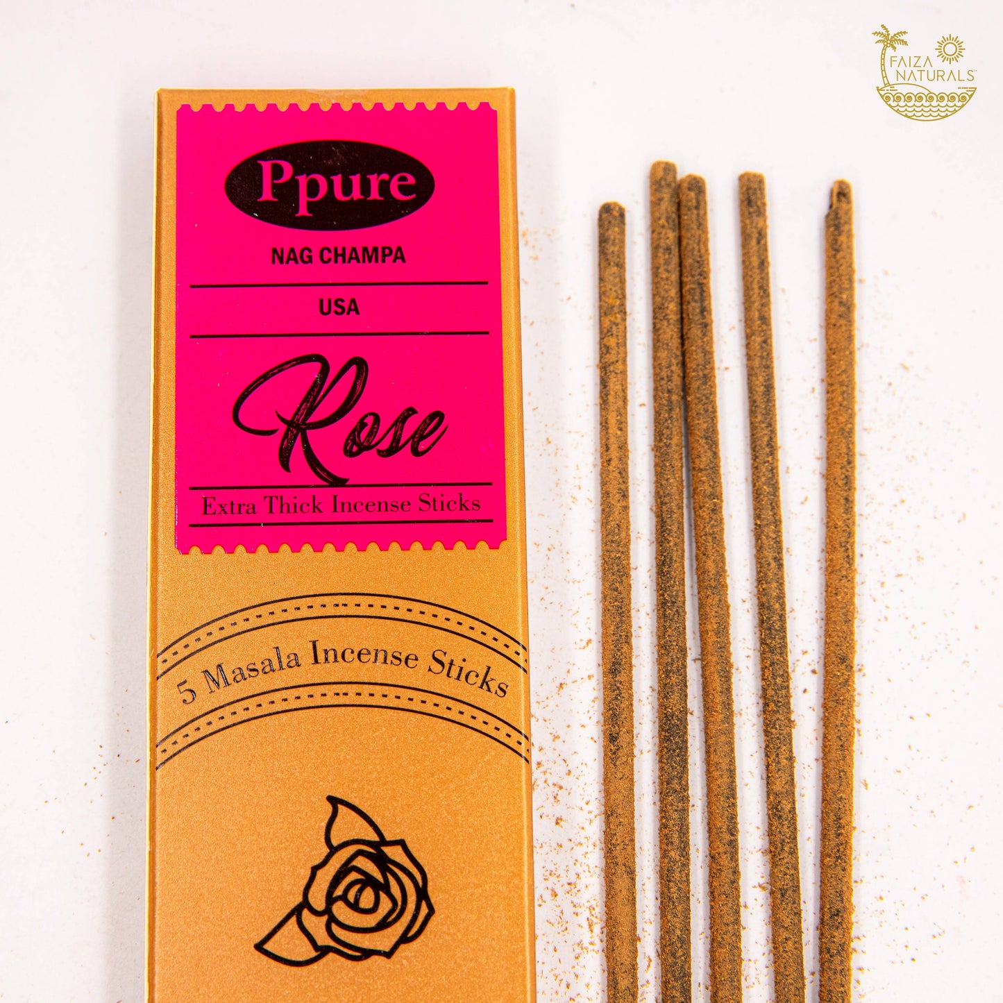 Rose Incense Stick 5-Pack (Handmade, Ultra Thick)