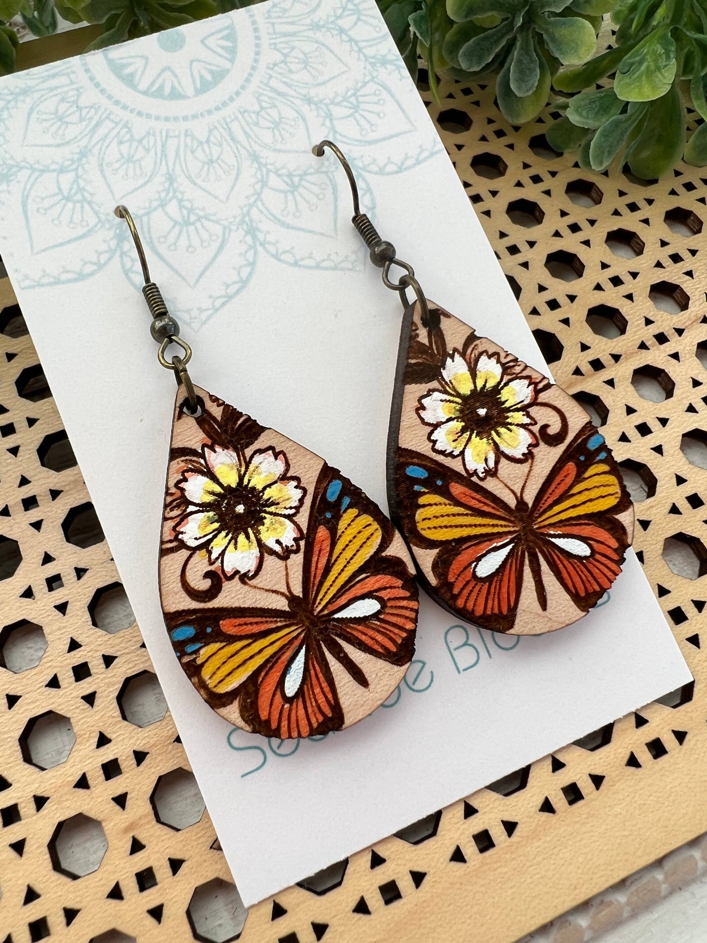Maple Wood Butterfly Earrings