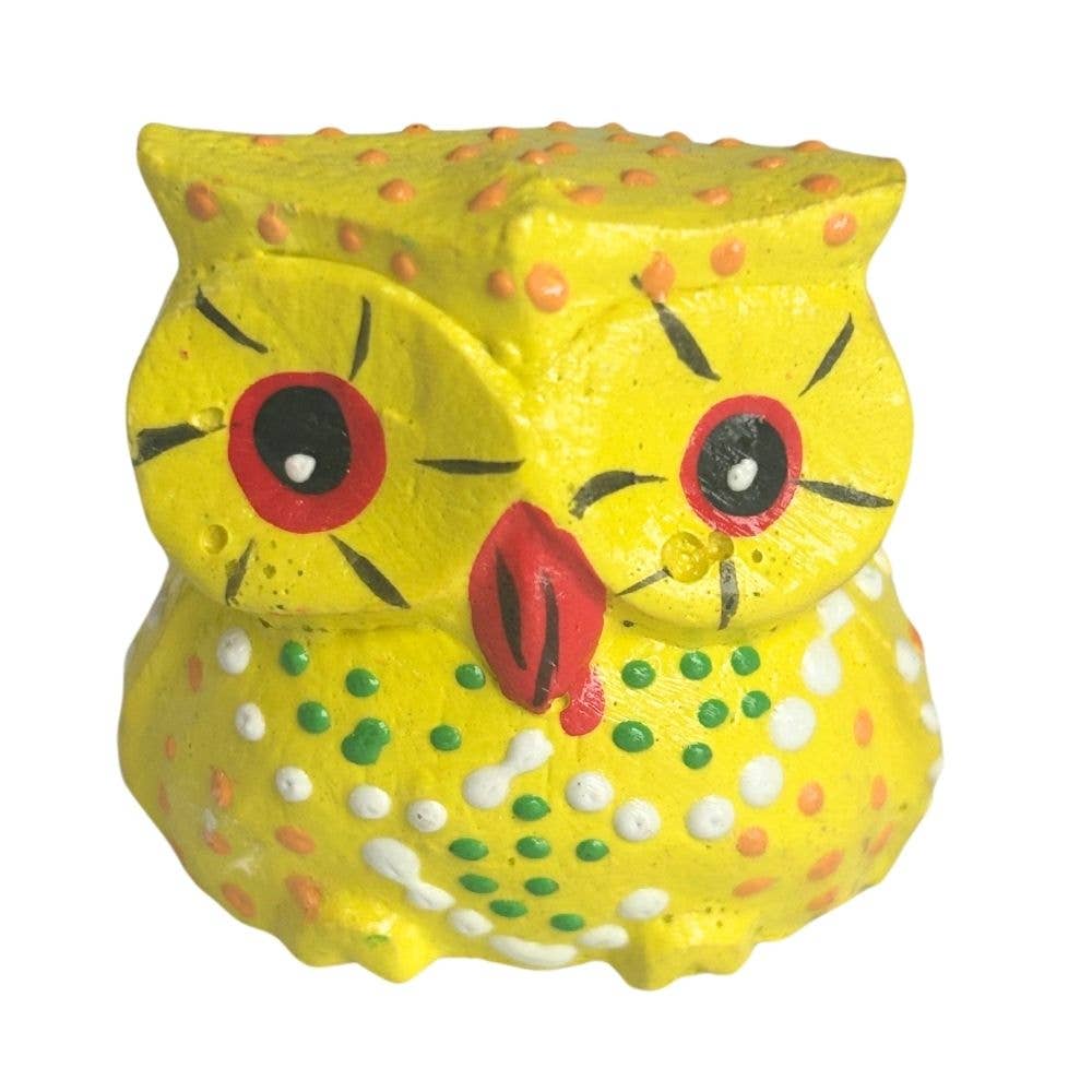 Wood Owl Figurines, Set of 5
