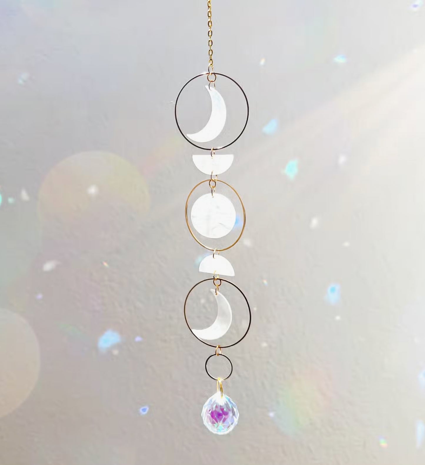 Moon Phase Crystal Suncatcher Rainbow Prism