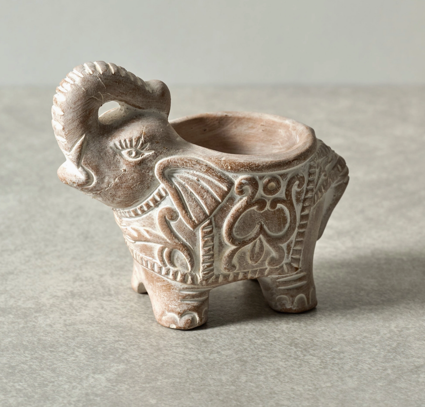 Terracotta Elephant Candleholder