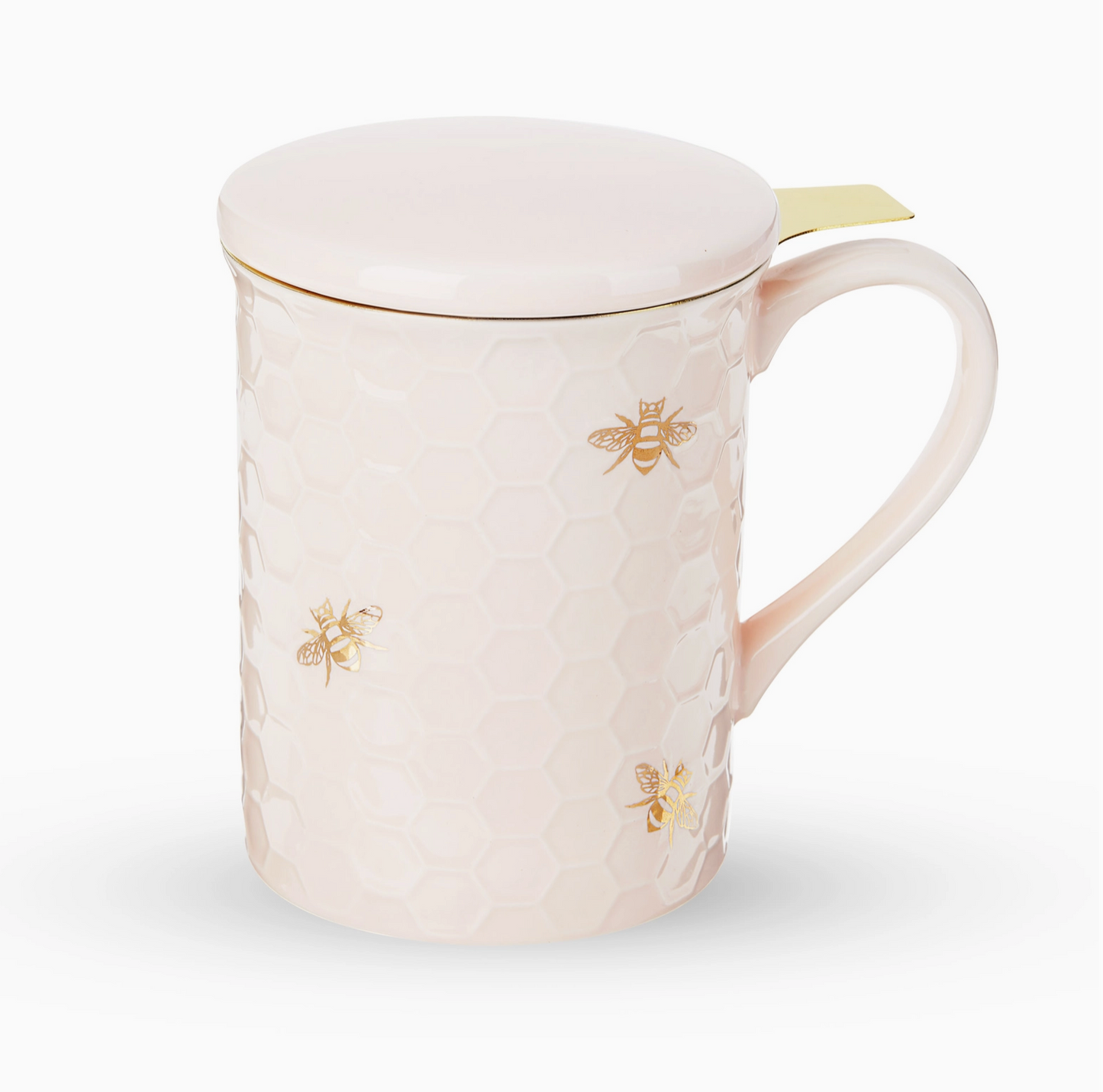 Ceramic Mug with Infuser Honeycomb Bee Happy