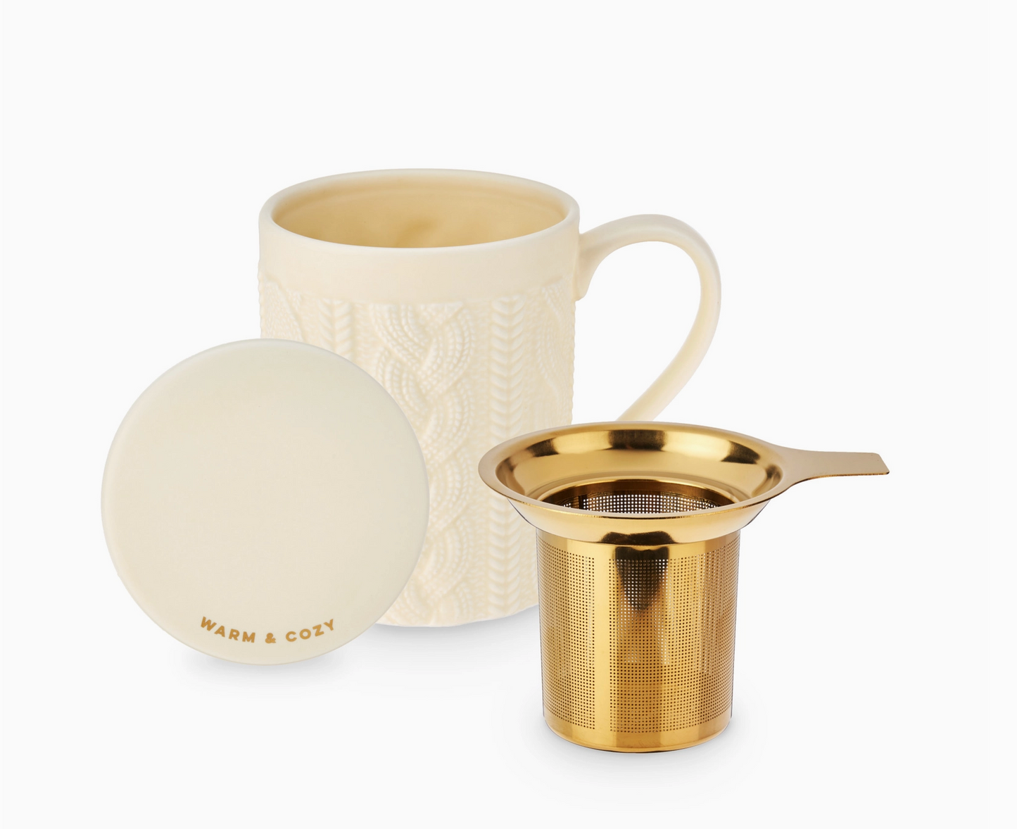 Ceramic Mug with Infuser Knit Warm and Cozy