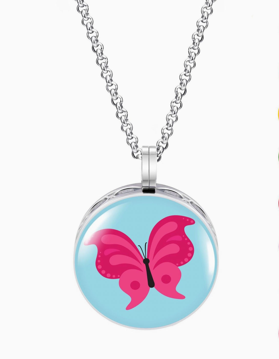 Pink Butterfly Necklace Diffuser