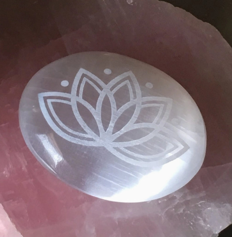 Lotus Bloom Etched Selenite Crystal