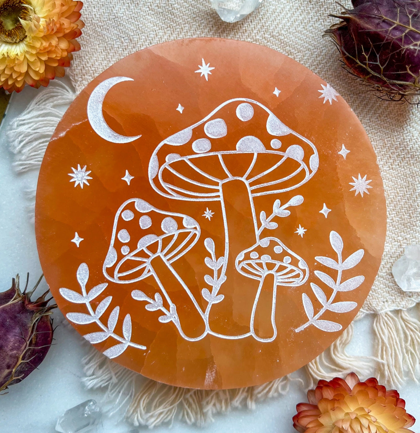 Mushroom Selenite Charging Plate
