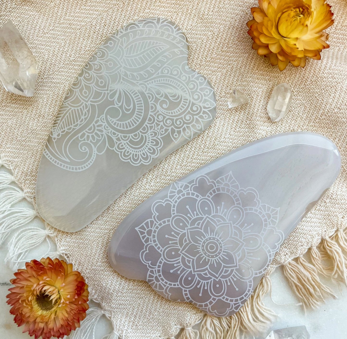 Gray Agate Carnelian Gua Sha Stone
