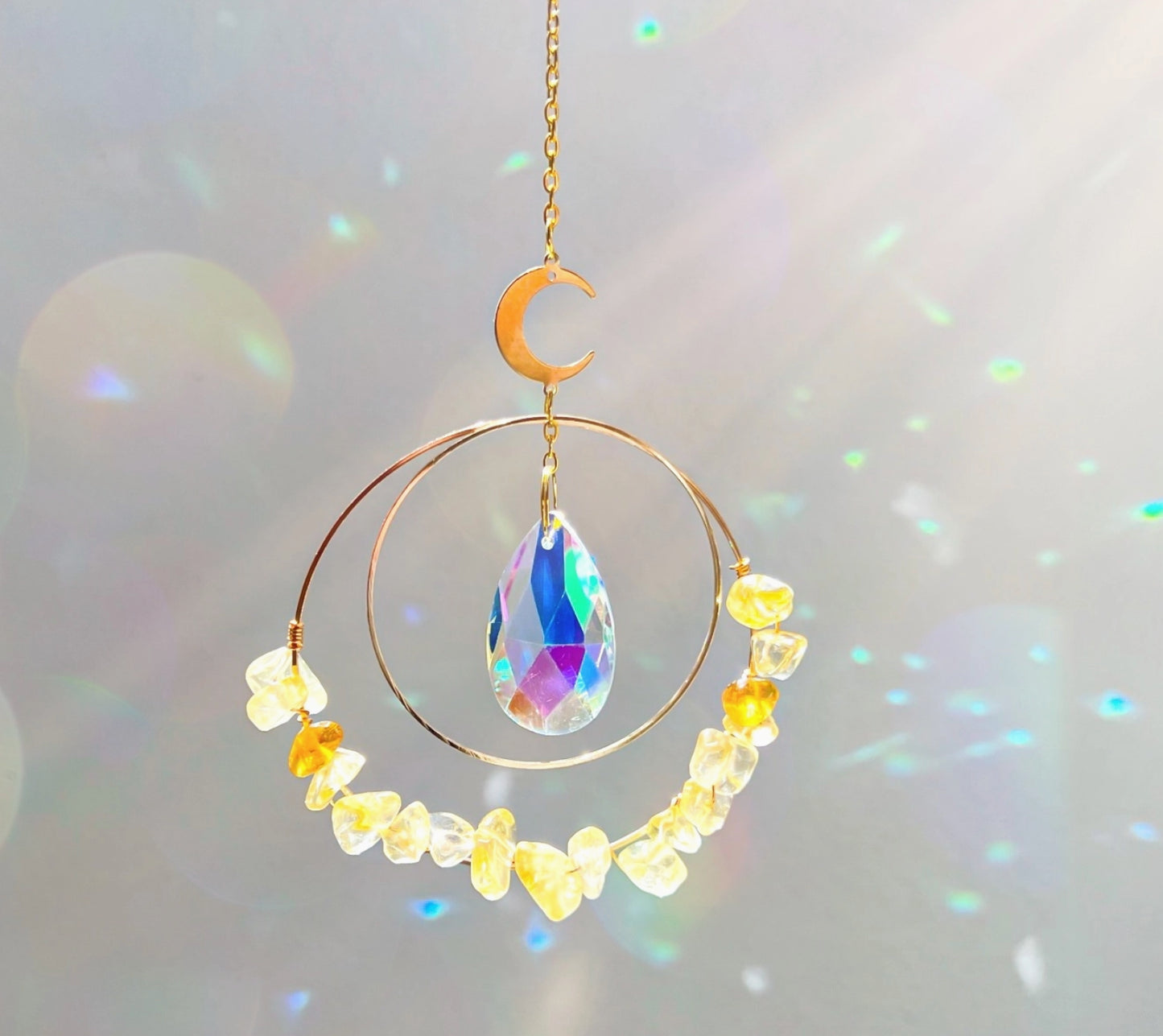 Citrine Crystal Suncatcher Rainbow Prism