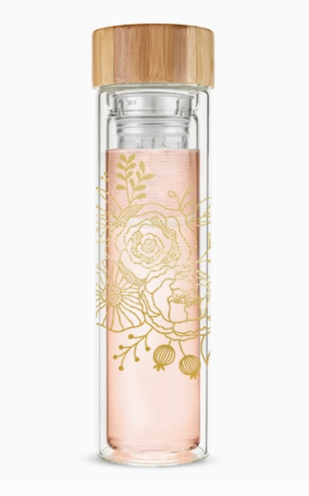 Insulated Glass Travel Mug w/ Tea Infuser