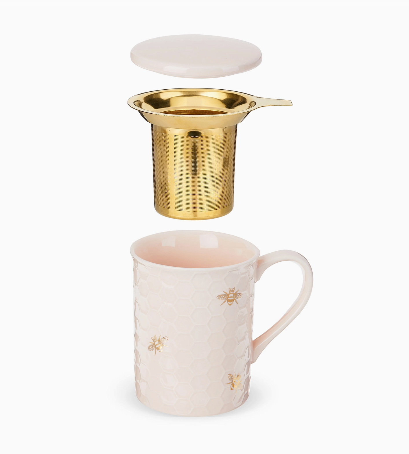 Ceramic Mug with Infuser Honeycomb Bee Happy