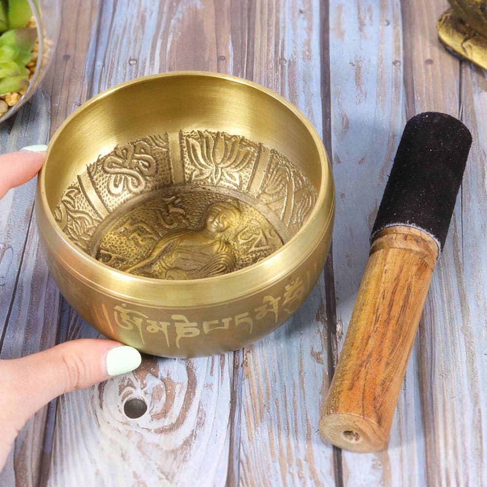 Single Buddha Script Singing Bowl