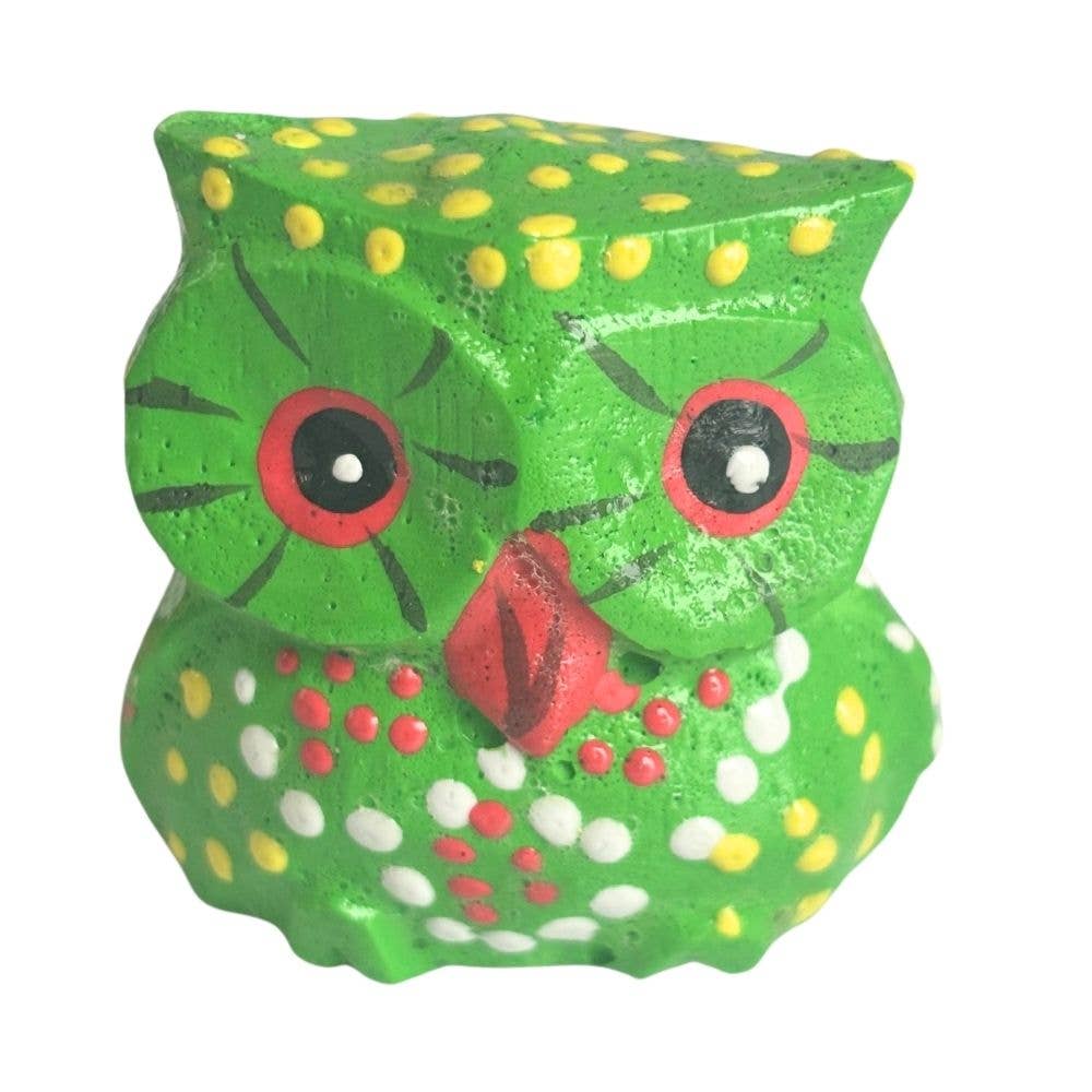Wood Owl Figurines, Set of 5