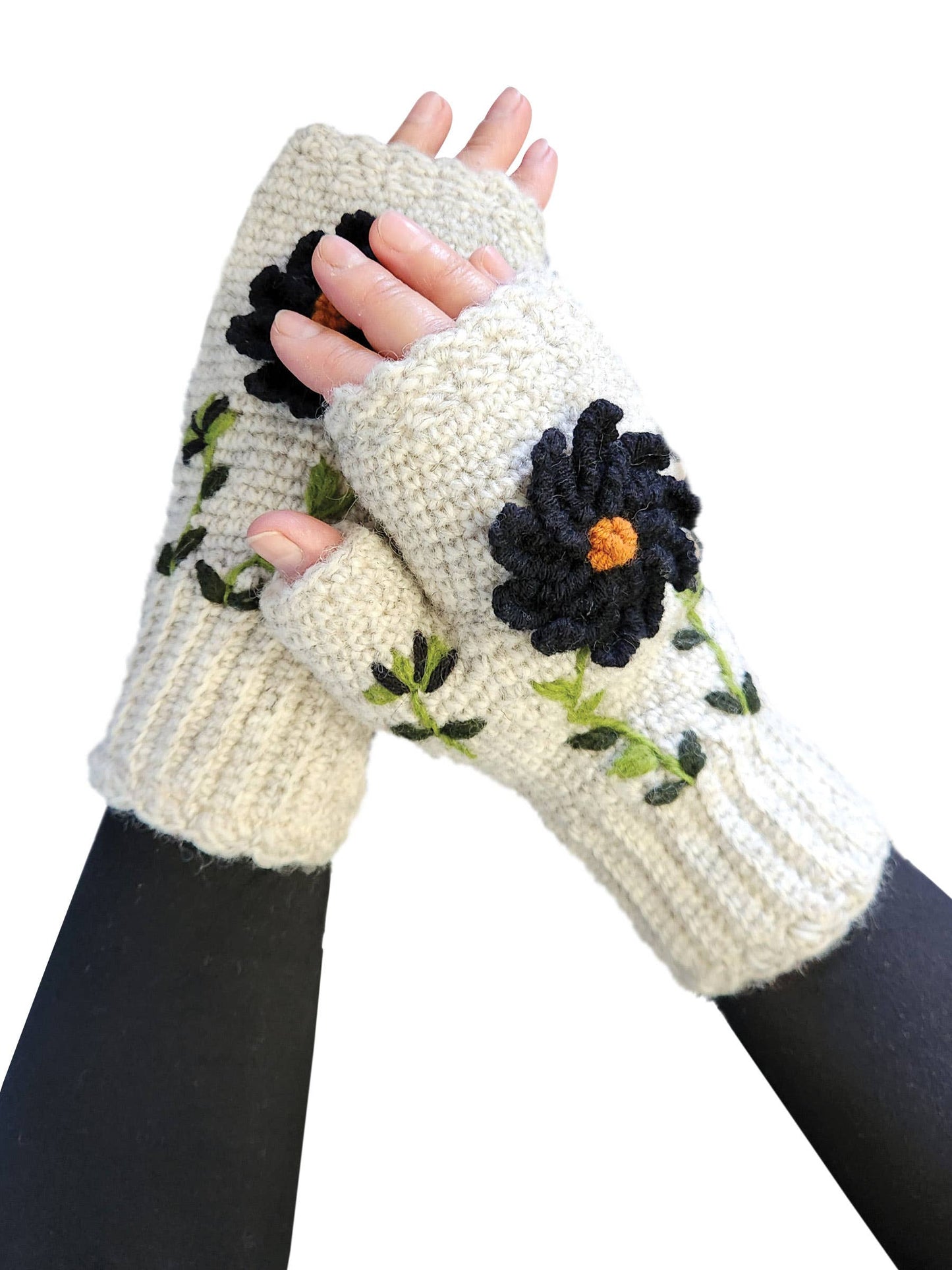 Handmade Crochet Fingerless Floral Gloves