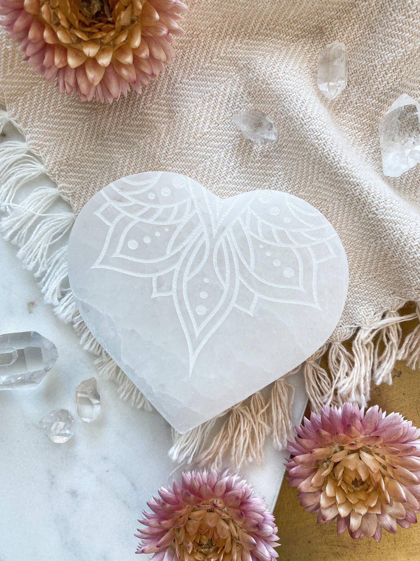 Heart Selenite Crystal Charging Plate