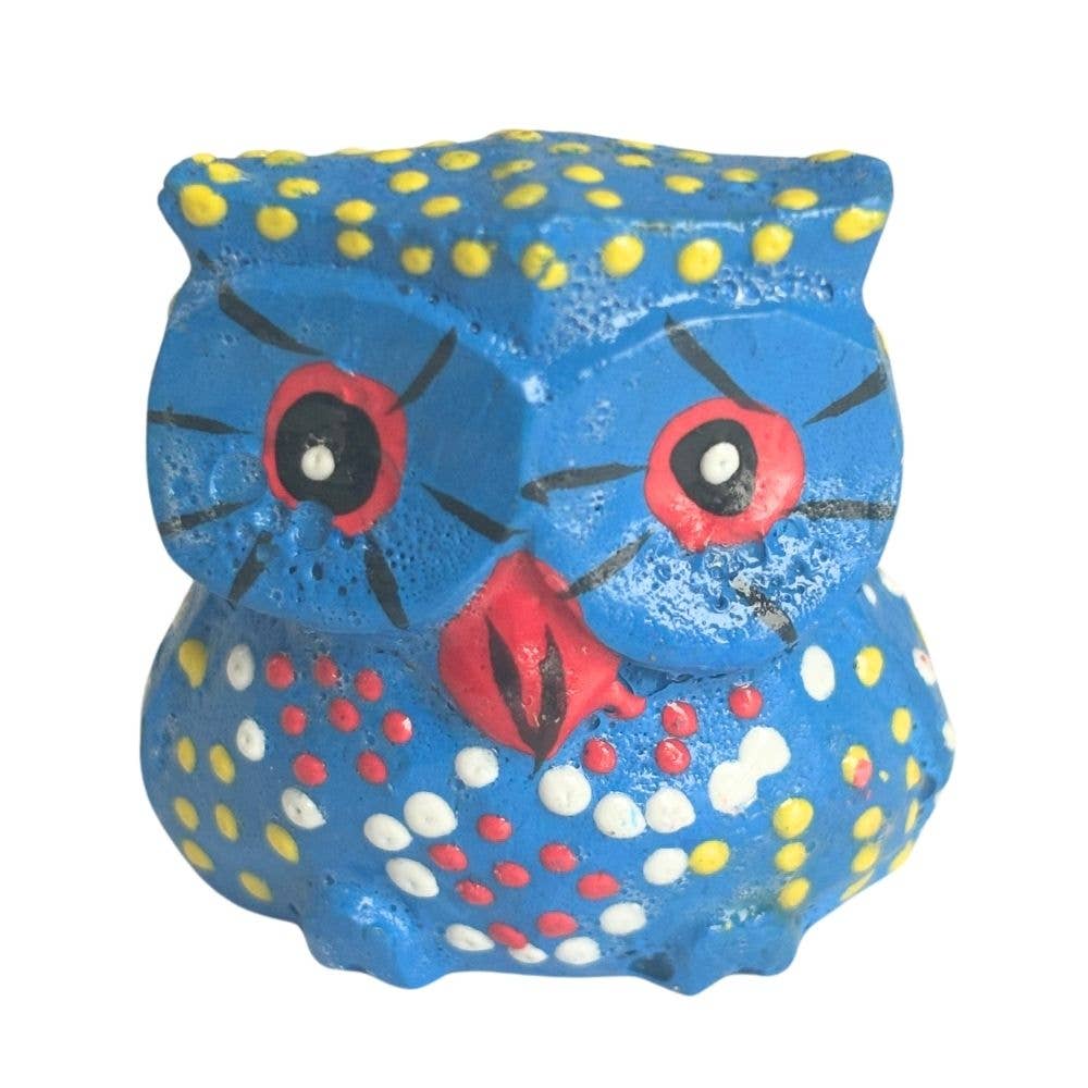 Wood Owl Figurines, Set of 5