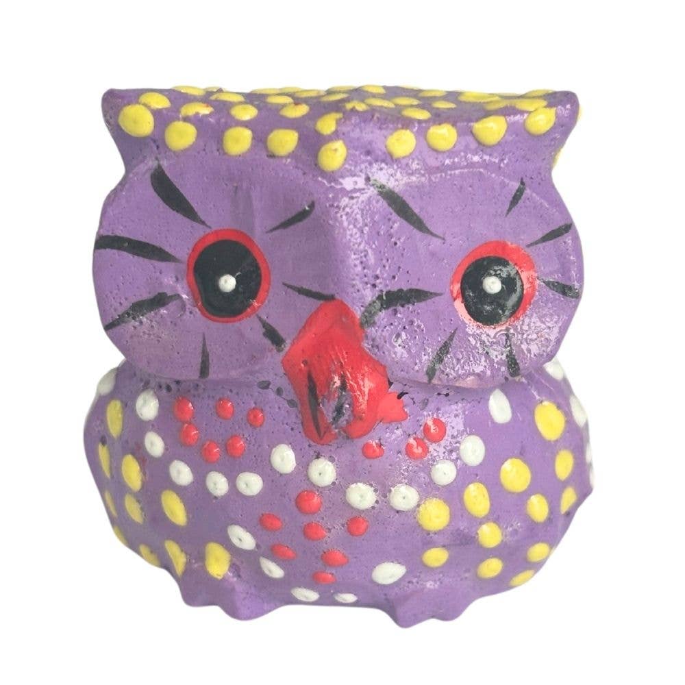 Wood Owl Figurines, Set of 5