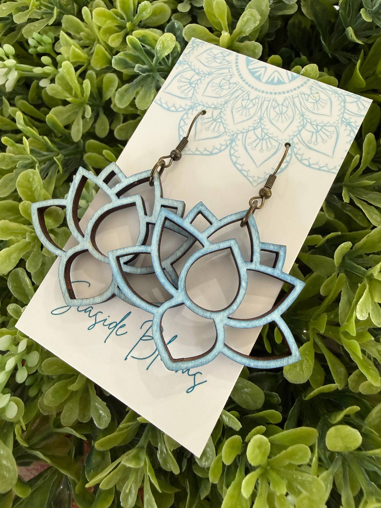 Maple Wood Earrings- Blue