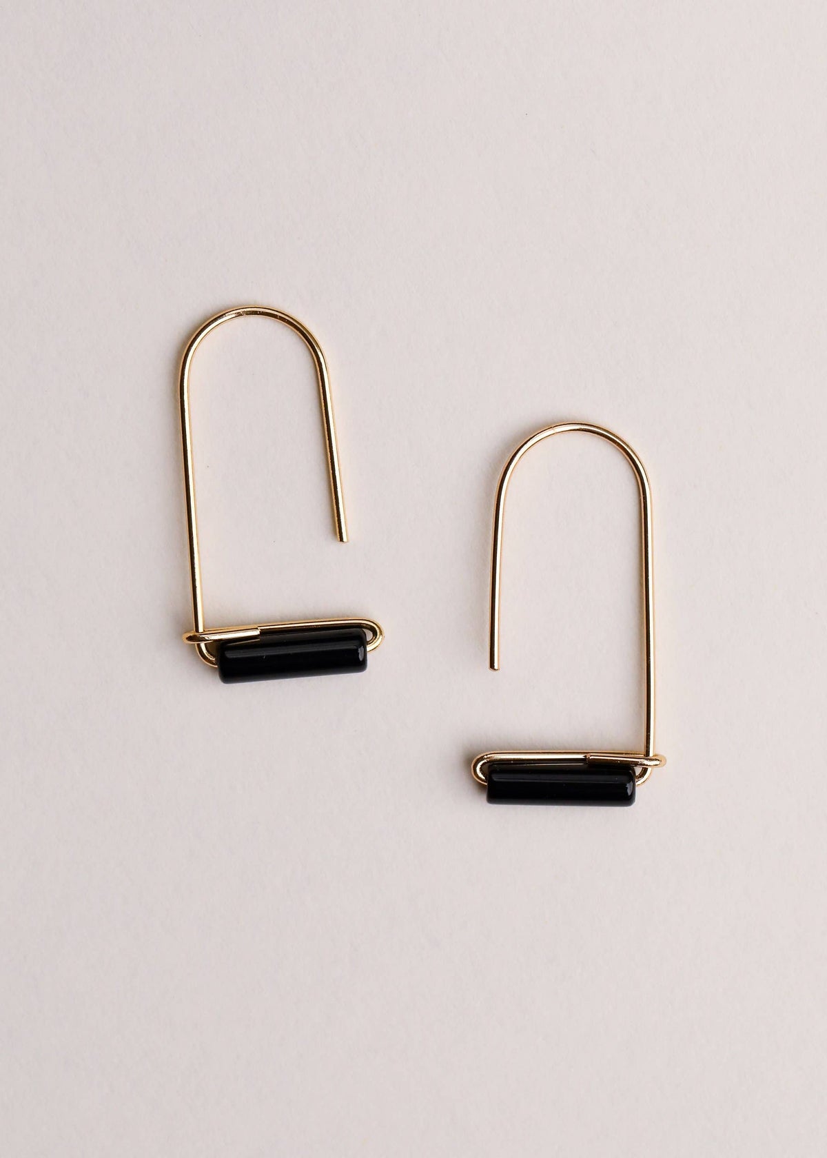 Black Onyx - Gold Earrings