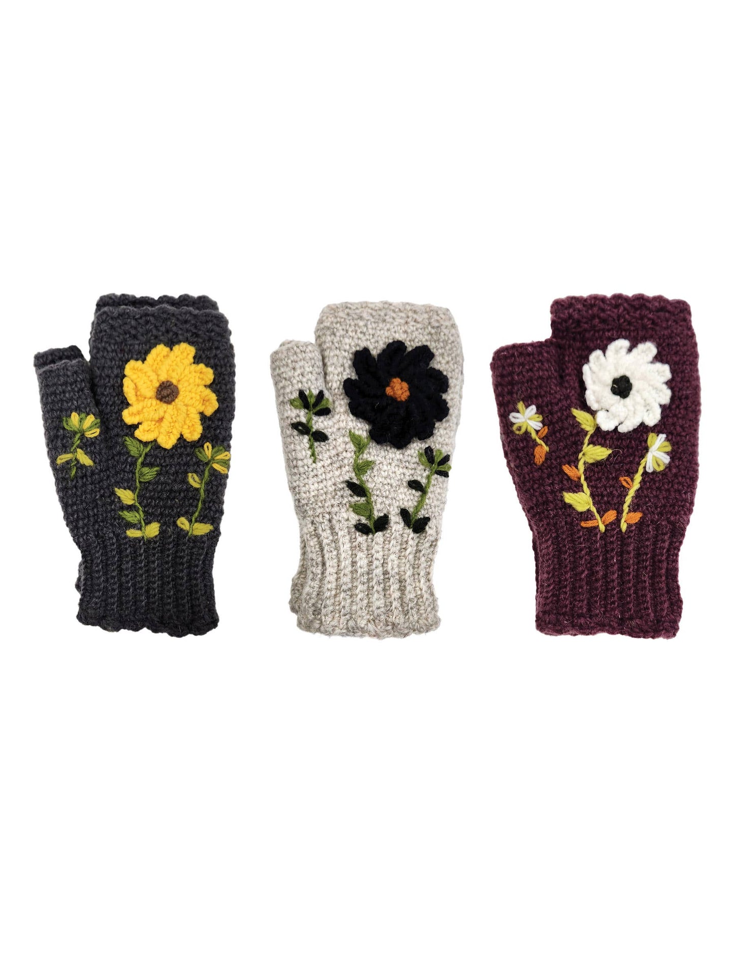 Handmade Crochet Fingerless Floral Gloves