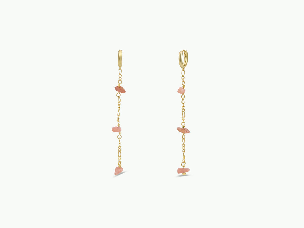 Chain Drop Earring - Peach Moonstone
