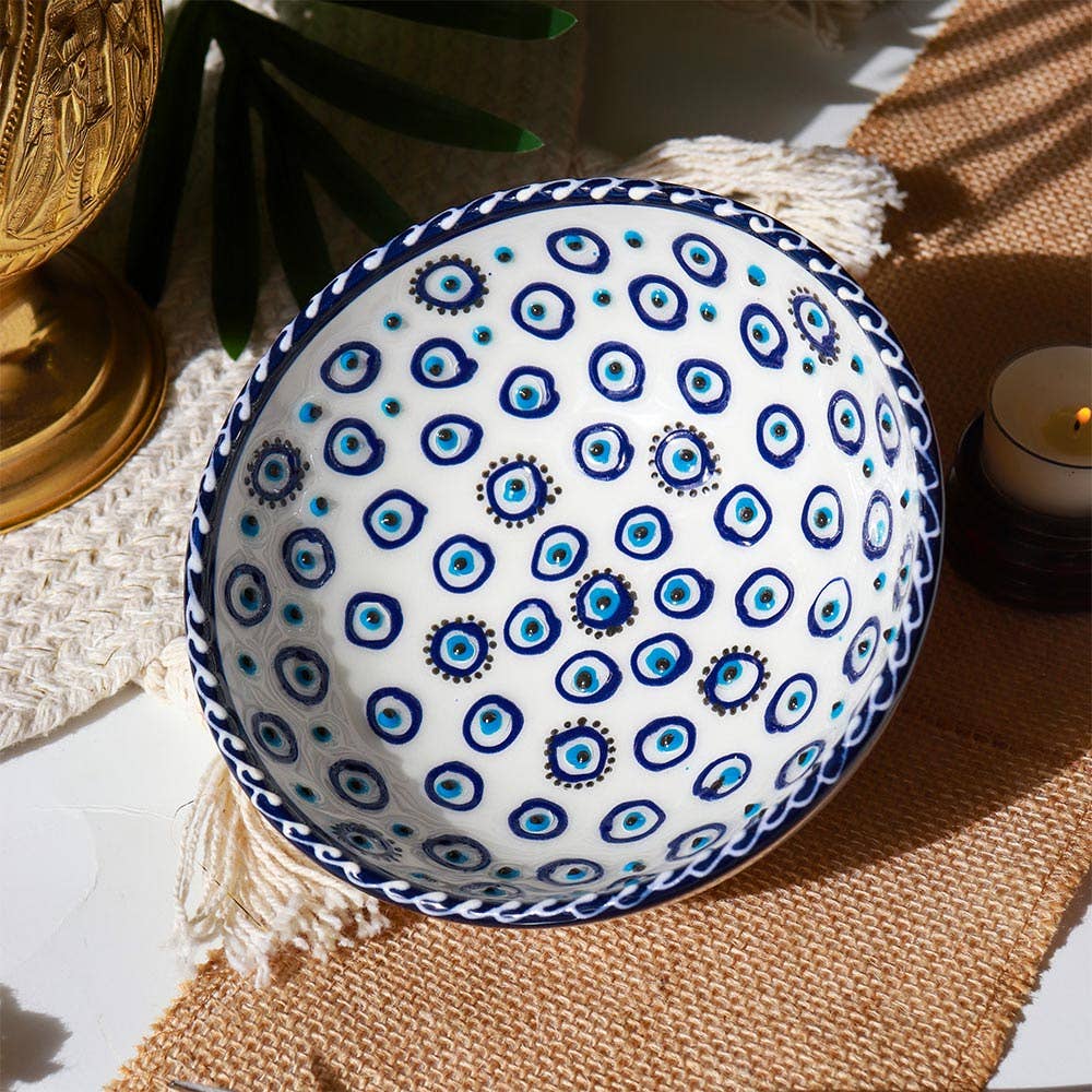 Hand Painted Evil Eye Ceramic Medium Bowl