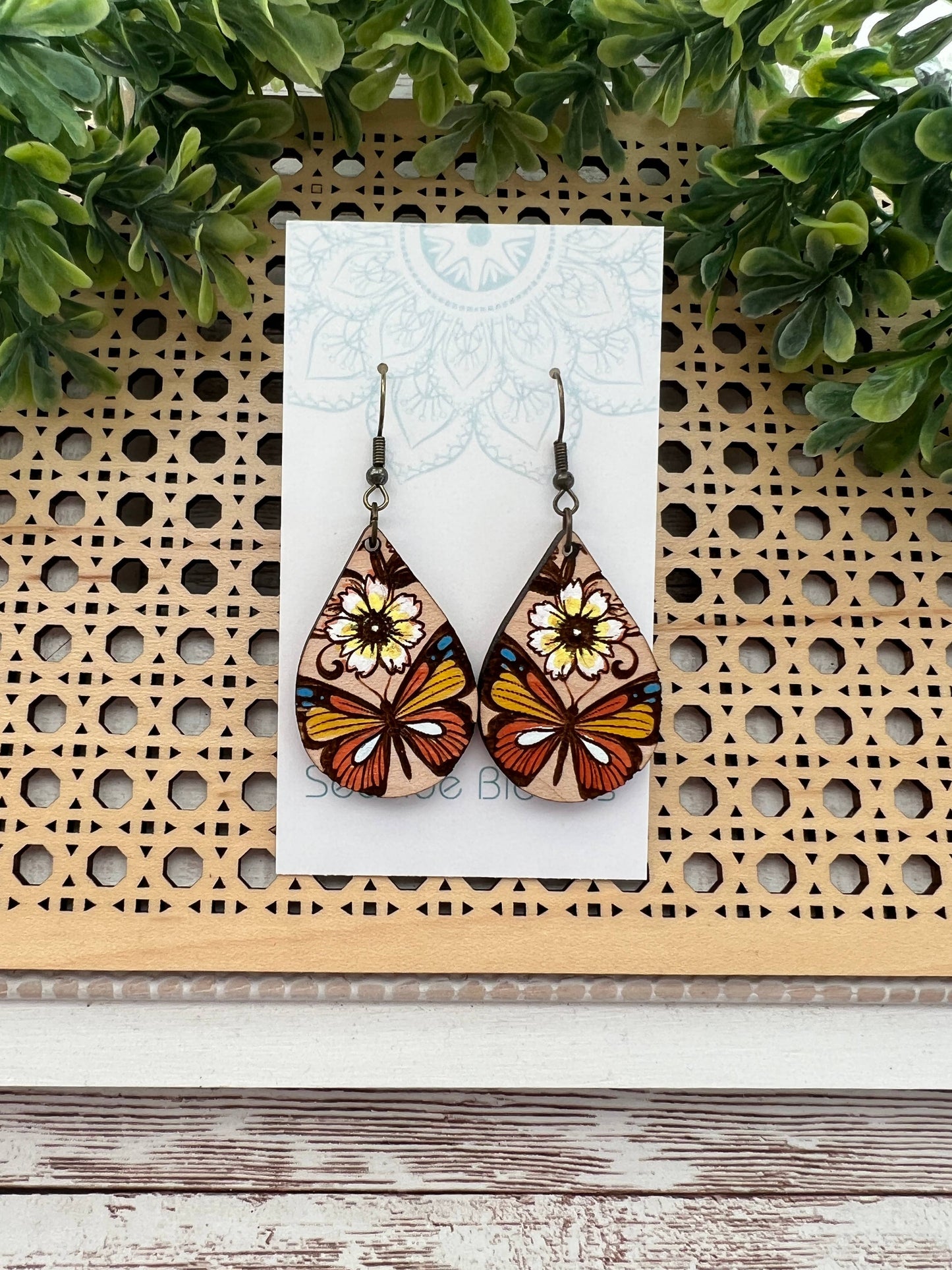 Maple Wood Butterfly Earrings  