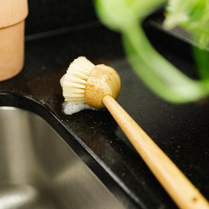 Bamboo Kitchen Dish Scrubber With Handle