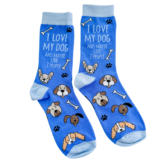 I Love My Dog & Maybe 3 People - Unisex Socks
