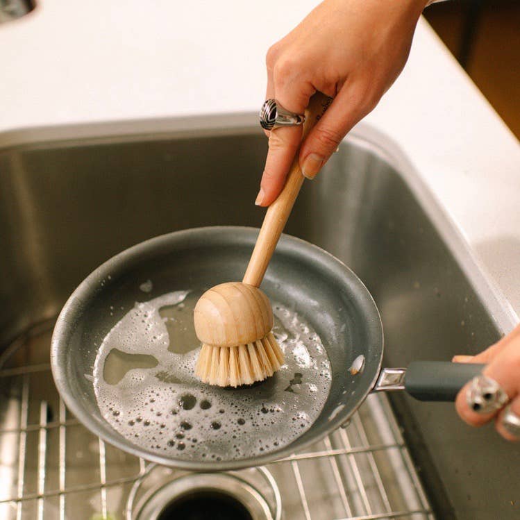 Bamboo Kitchen Dish Scrubber With Handle
