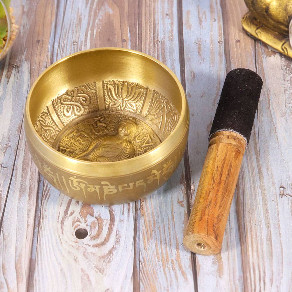 Single Buddha Script Singing Bowl