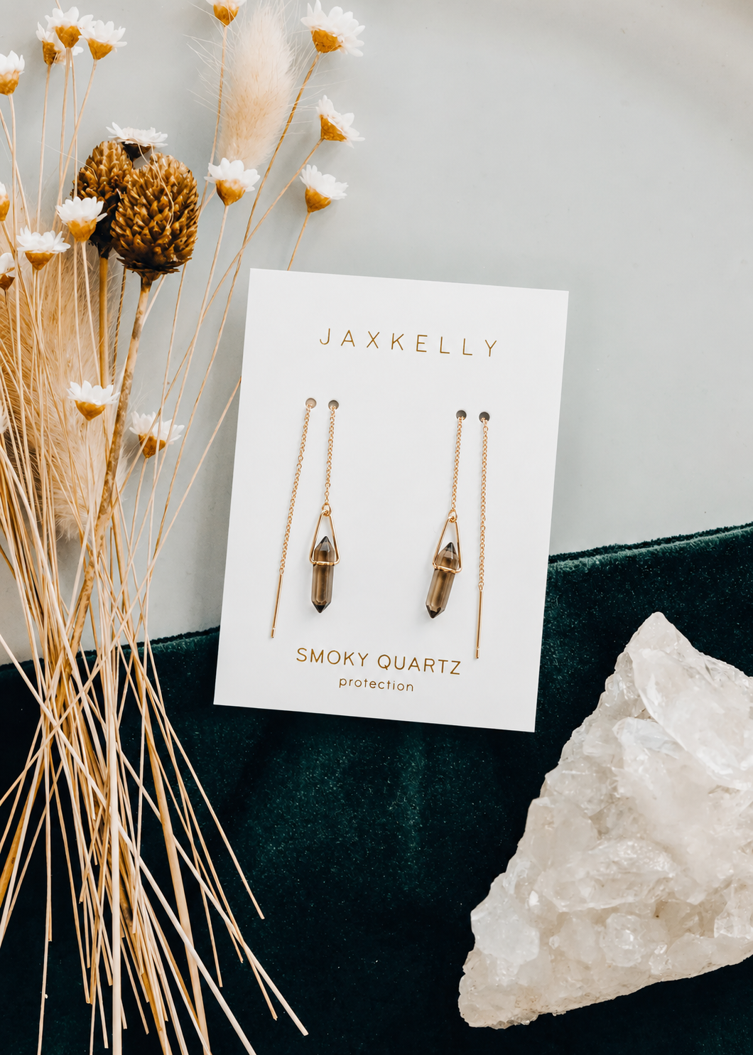 Threader - Smoky Quartz - Gold Earrings