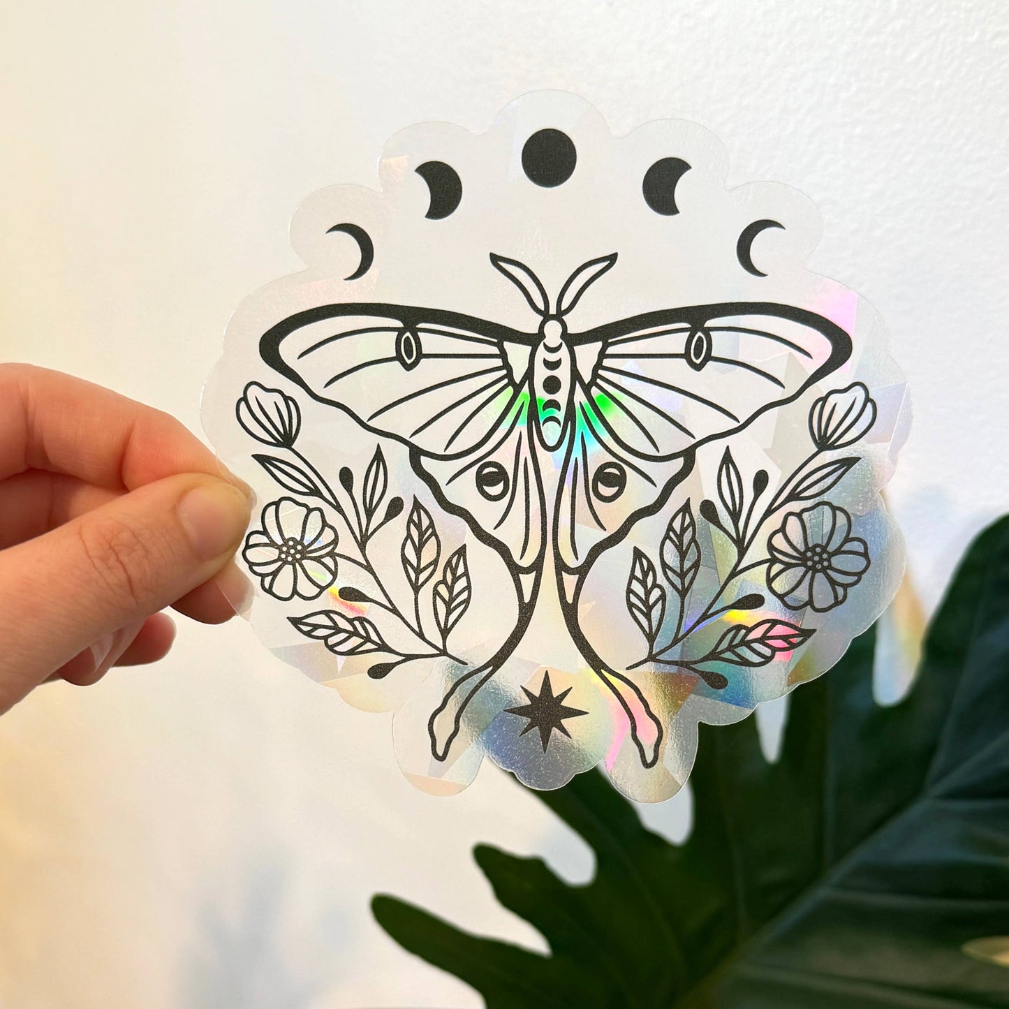 Luna Moth Suncatcher Sticker | Rainbow Window Decal
