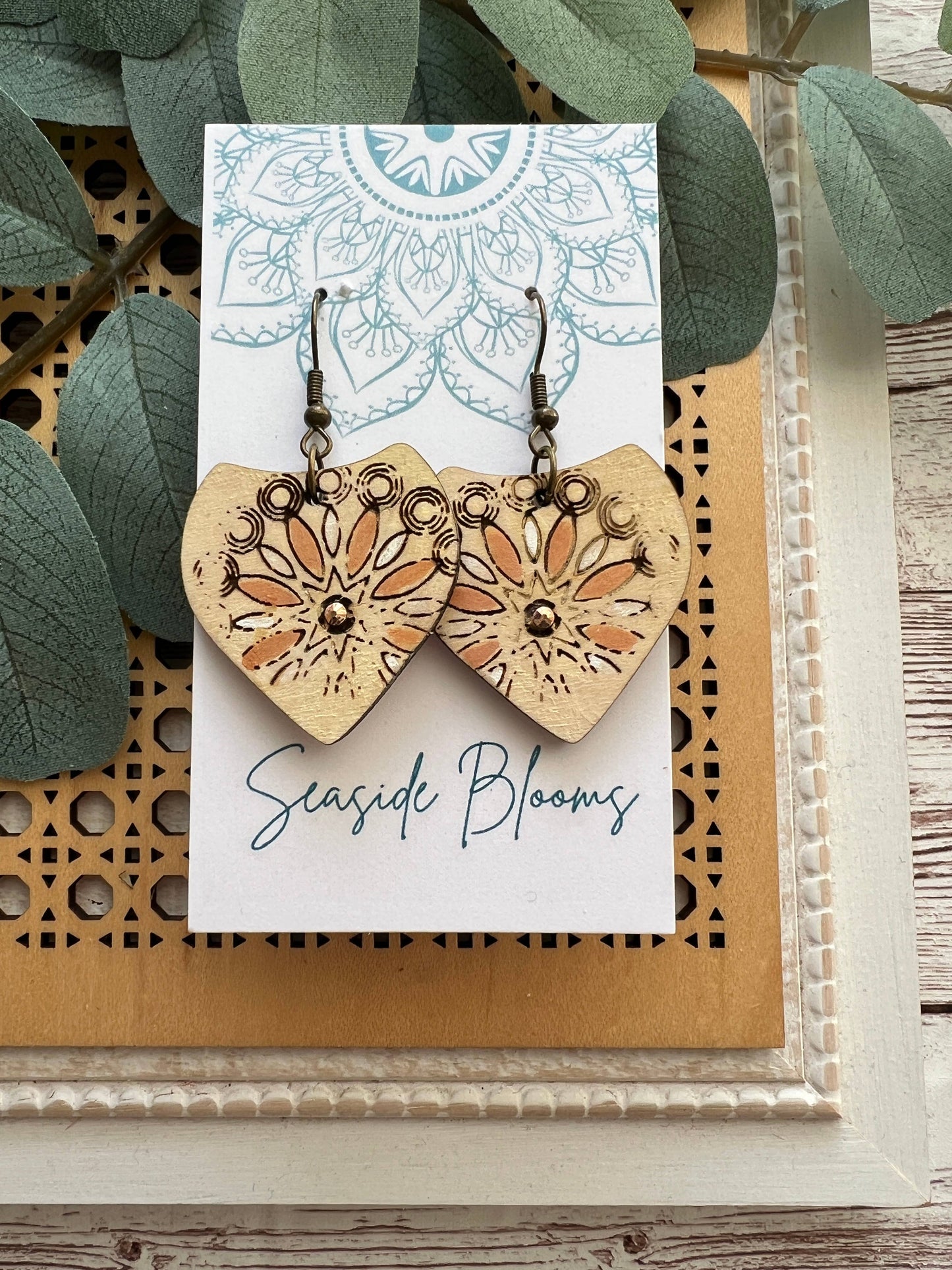 Flower Maple Wood Earrings 