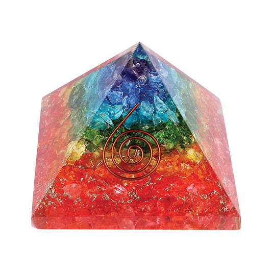 Orgonite Crystal Pyramid w/ Copper - 7 Chakras