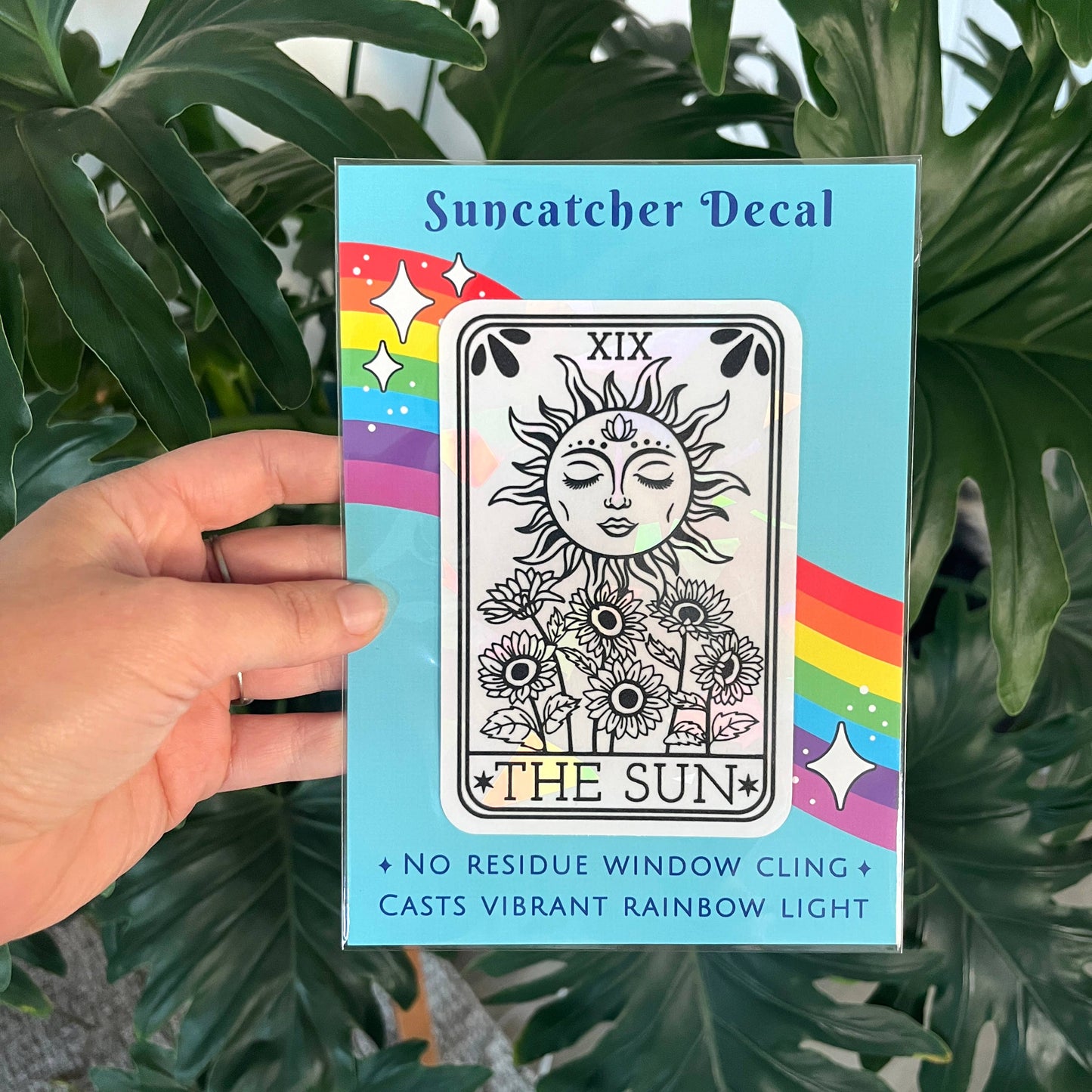 Sun Tarot Card Suncatcher Sticker | Rainbow Window Decal