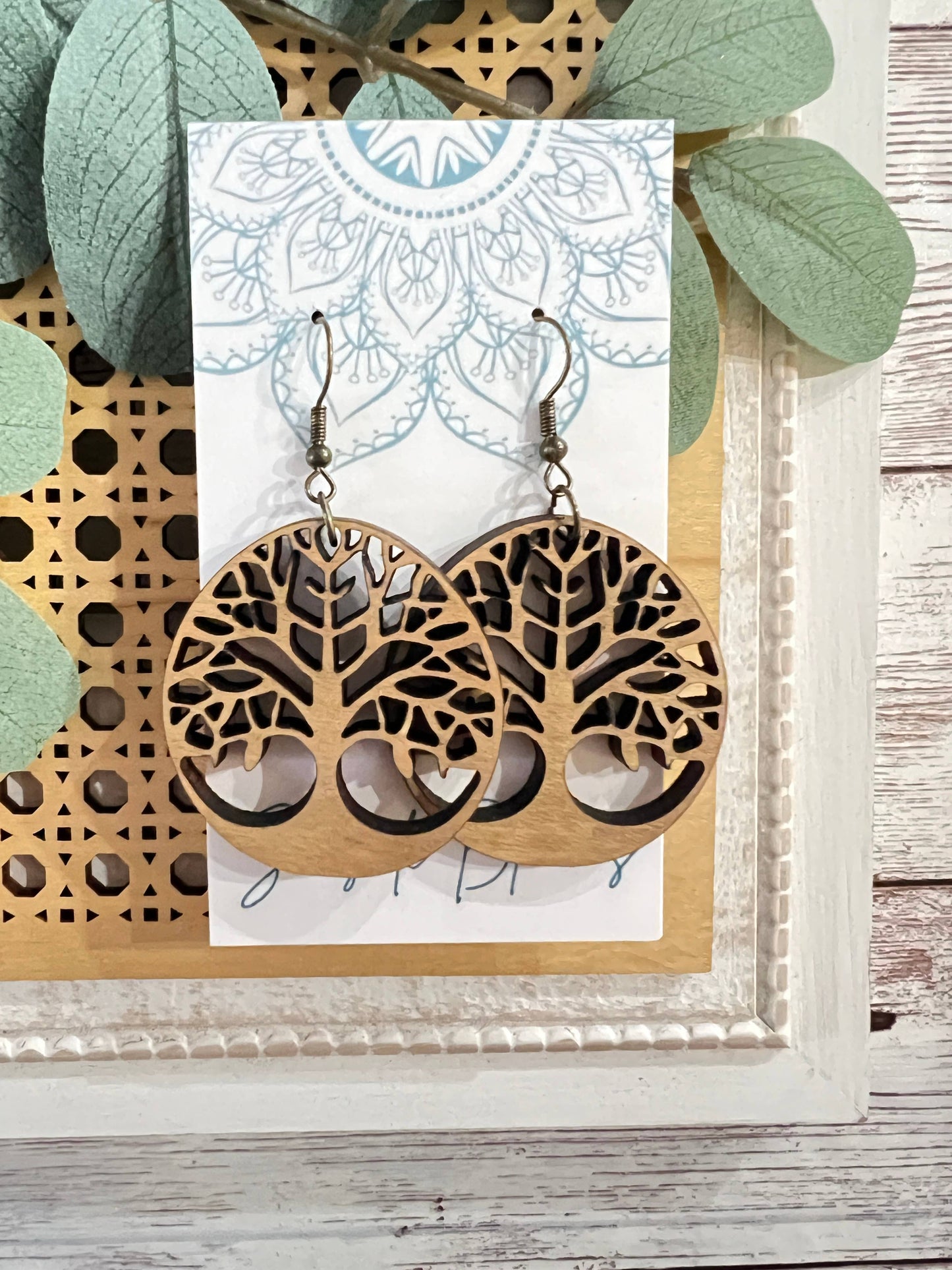 Tree of Life Maple Wood Earrings