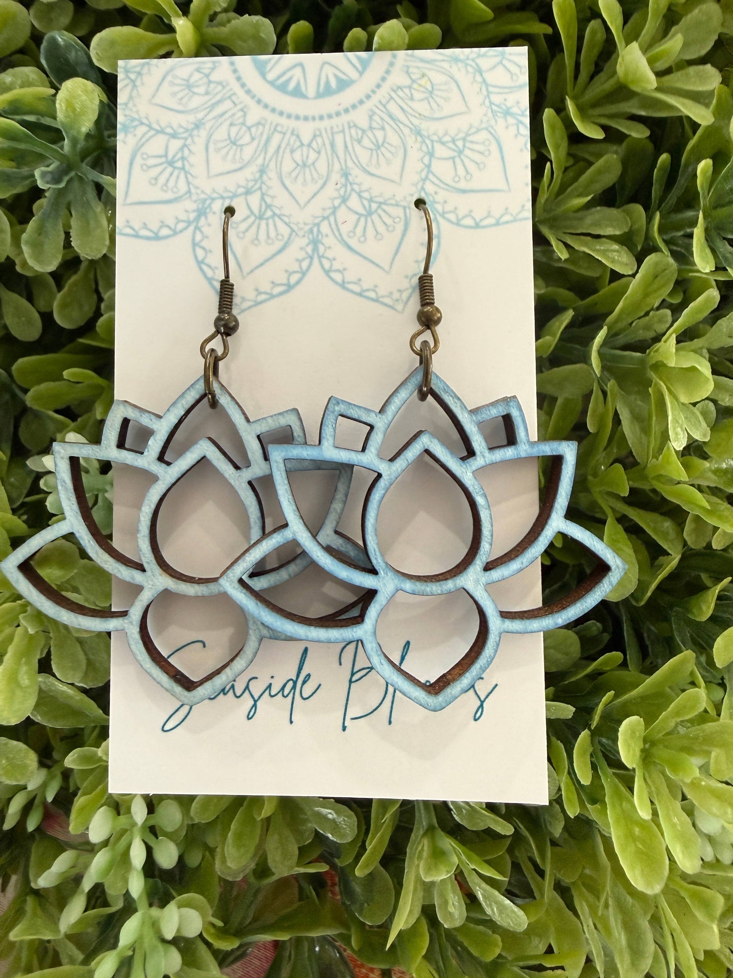 Maple Wood Earrings- Blue