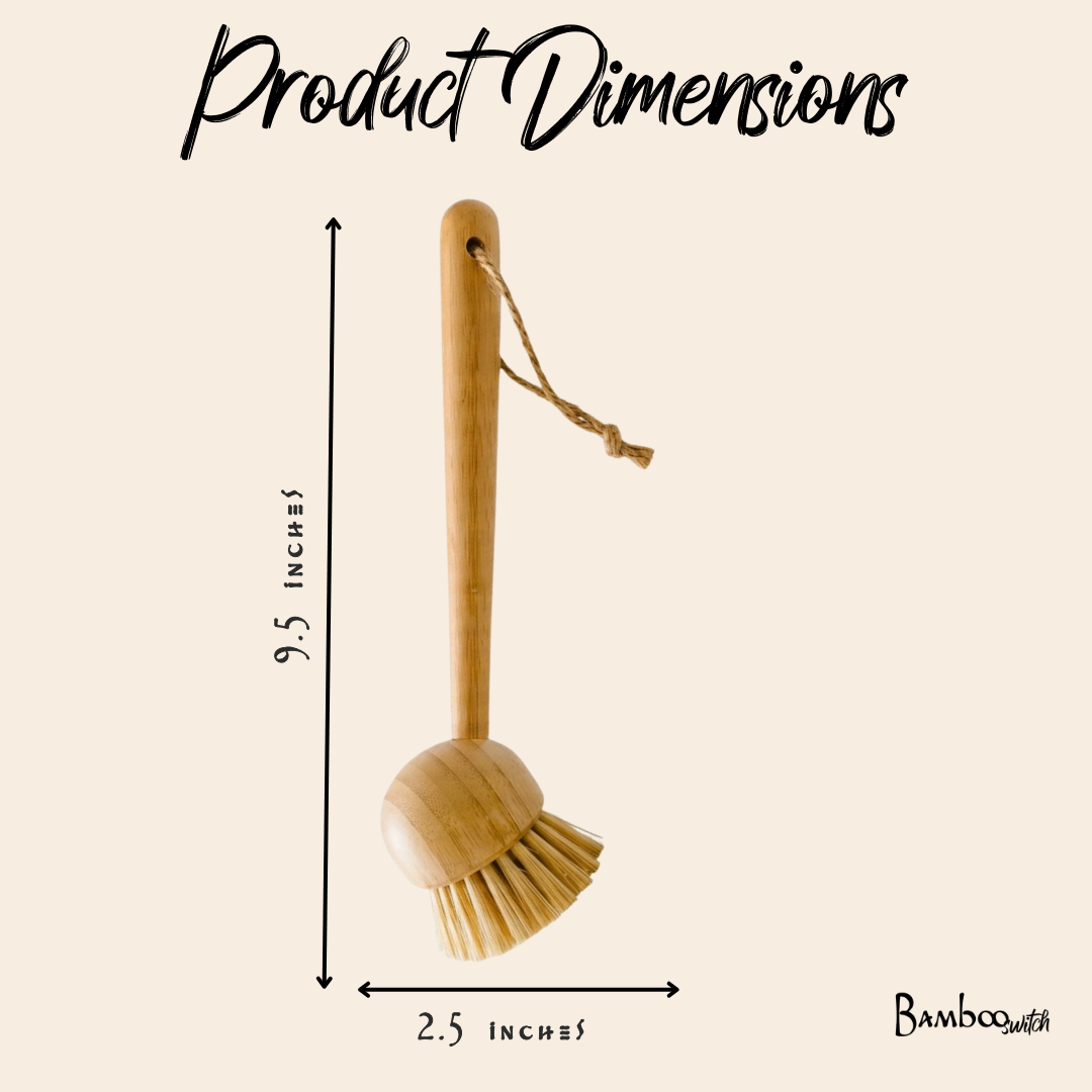 Bamboo Kitchen Dish Scrubber With Handle