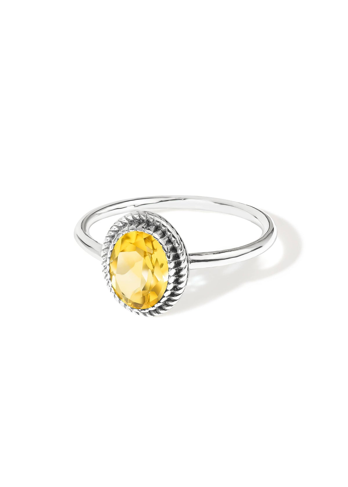 Solar Bloom Textured Halo Citrine Ring