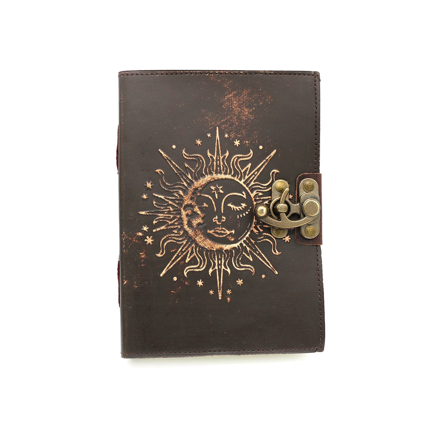 Embossed Sun & Moon Blank Leather Journal