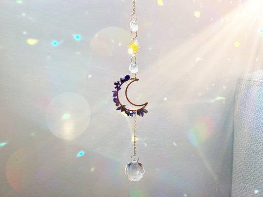 Moon Sodalite Crystal Suncatcher Rainbow Prism