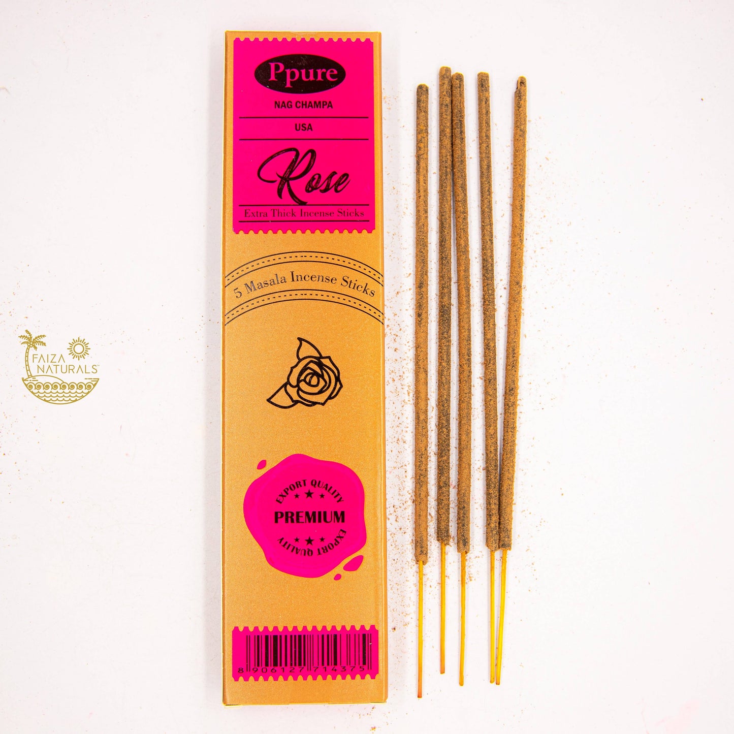 Rose Incense Stick 5-Pack (Handmade, Ultra Thick)